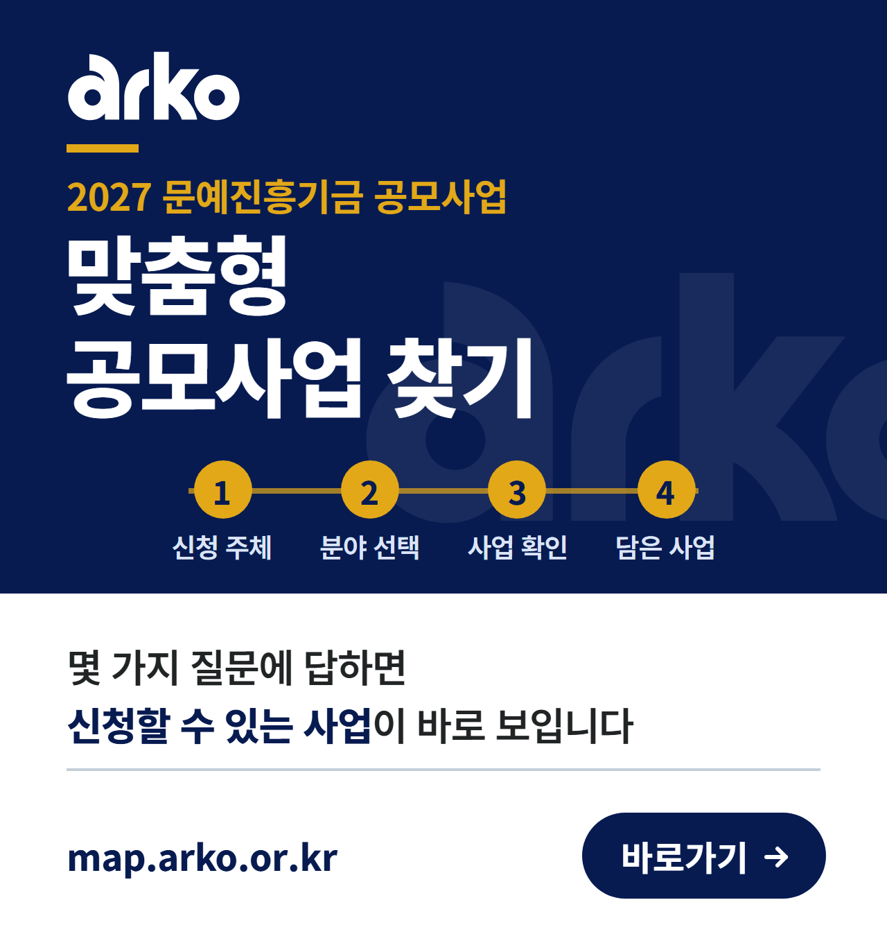 2027년 문예진흥기금 공모사업 맞춤형 공모사업 찾기